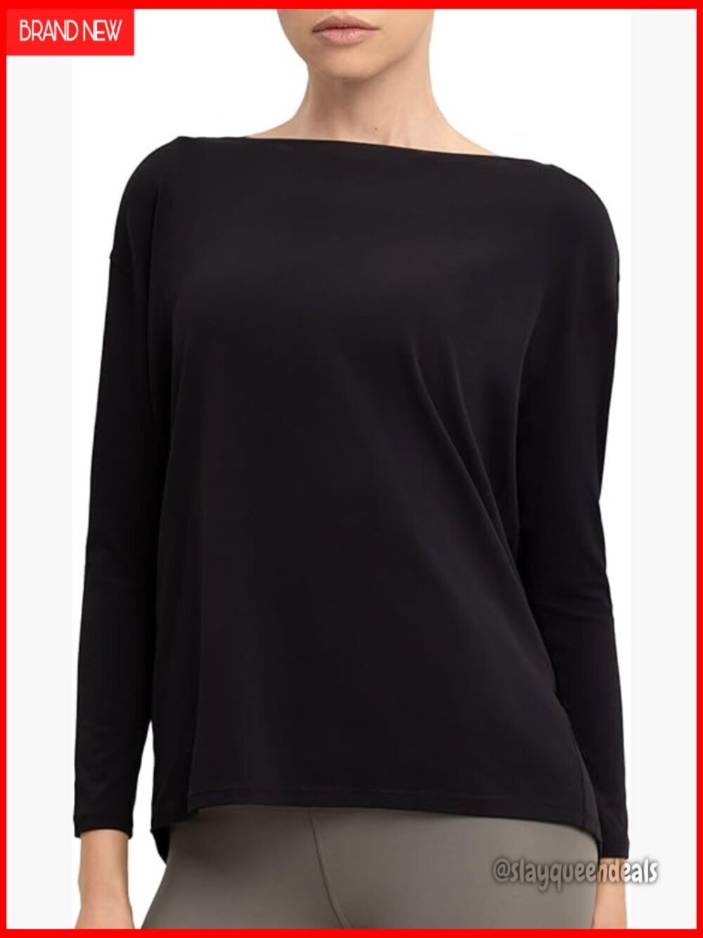 Long Sleeve Loose Fit Yoga Top Ultra-Soft Breathable Fabric Boat Neck